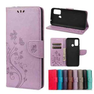 Butterfly Flower Pattern Horizontal Flip Leather Case with Holder & Card Slots & Wallet For Wiko Power U30(Light Purple)
