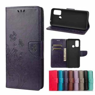 Butterfly Flower Pattern Horizontal Flip Leather Case with Holder & Card Slots & Wallet For Wiko Power U30(Deep Purple)