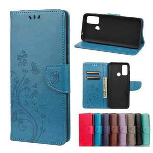 Butterfly Flower Pattern Horizontal Flip Leather Case with Holder & Card Slots & Wallet For Wiko Power U30(Blue)