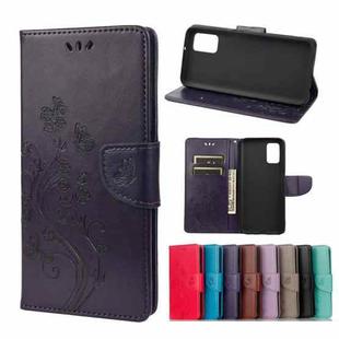 Butterfly Flower Pattern Horizontal Flip Leather Case with Holder & Card Slots & Wallet For Xiaomi Redmi 10(Deep Purple)