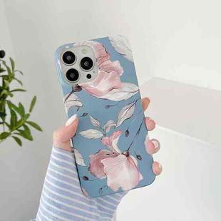 Matte Flowers Pattern Shockproof Protective Case For iPhone 13 Pro Max(Blue Background Flower)