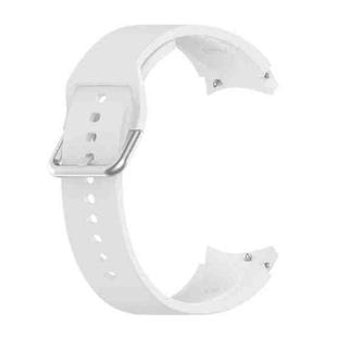 For Samung Galaxy Watch4 40mm / 44mm Silicone Silver Round Buckle Watch Band(White)