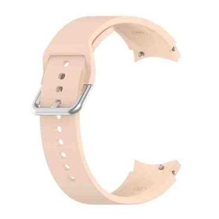 For Samung Galaxy Watch4 40mm / 44mm Silicone Silver Round Buckle Watch Band(Light Pink)