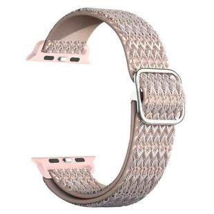Adjustable Rhombic Texture Elastic Watch Band For Apple Watch Series 8&7 41mm / SE 2&6&SE&5&4 40mm / 3&2&1 38mm(Pink)