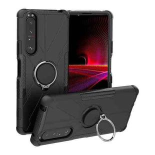 For Sony Xperia 1 III Armor Bear Shockproof PC + TPU Protective Case with Ring Holder(Black)