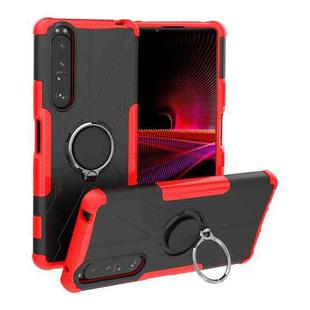 For Sony Xperia 1 III Armor Bear Shockproof PC + TPU Protective Case with Ring Holder(Red)