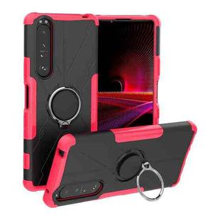 For Sony Xperia 1 III Armor Bear Shockproof PC + TPU Protective Case with Ring Holder(Rose Red)