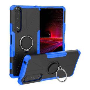 For Sony Xperia 1 III Armor Bear Shockproof PC + TPU Protective Case with Ring Holder(Blue)