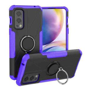For OnePlus Nord 2 5G Armor Bear Shockproof PC + TPU Protective Case with Ring Holder(Purple)