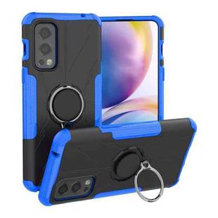 For OnePlus Nord 2 5G Armor Bear Shockproof PC + TPU Protective Case with Ring Holder(Blue)