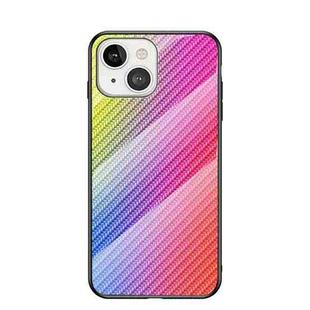 Gradient Carbon Fiber Texture TPU Border Tempered Glass Case For iPhone 13 mini(Colorful Fiber)