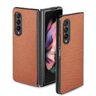 For Samsung Galaxy Z Fold3 5G Cross Pattern Slim PC Protective Case(Brown)