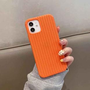 For iPhone 13 Pro Max Herringbone Texture Silicone Protective Case (Orange)