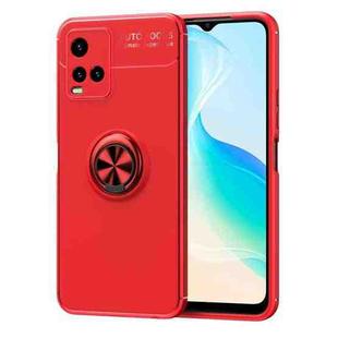 For vivo Y21 / Y33S Metal Ring Holder 360 Degree Rotating TPU Case(Red)
