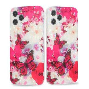 For iPhone 13 Butterfly Shell Colorful Series Pattern IMD TPU Shockproof Case(Rose Red)