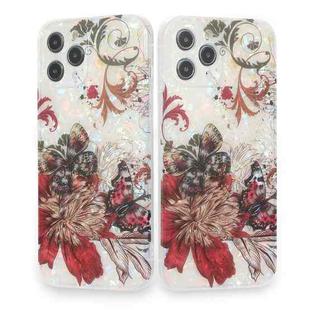 For iPhone 12 Butterfly Shell Colorful Series Pattern IMD TPU Shockproof Case(Red)
