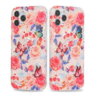 For iPhone 12 Pro Butterfly Shell Colorful Series Pattern IMD TPU Shockproof Case(Pink)