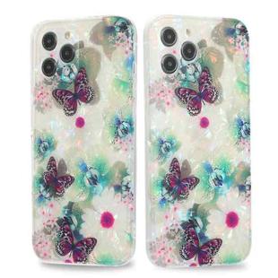 For iPhone 12 Pro Butterfly Shell Colorful Series Pattern IMD TPU Shockproof Case(Grass Green)