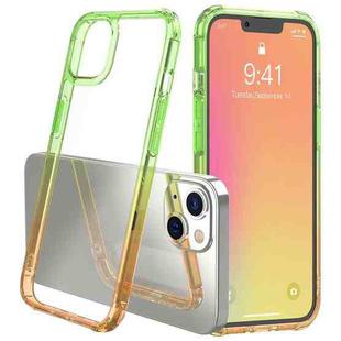 For iPhone 13 Sound Coversion Shockproof Gradient Acrylic Protective Case(Green Orange)