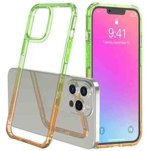 For iPhone 13 Pro Max Sound Coversion Shockproof Gradient Acrylic Protective Case (Green Orange)