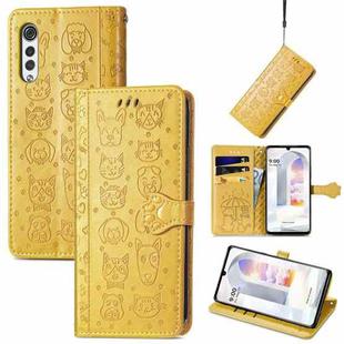 For LG Velvet 2 Pro Lovely Cat and Dog Embossing Pattern Horizontal Flip Leather Case , with Holder & Card Slots & Wallet & Cartoon Clasp & Lanyard(Yellow)