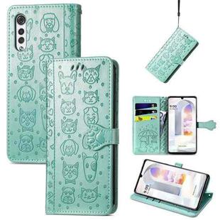 For LG Velvet 2 Pro Lovely Cat and Dog Embossing Pattern Horizontal Flip Leather Case , with Holder & Card Slots & Wallet & Cartoon Clasp & Lanyard(Green)