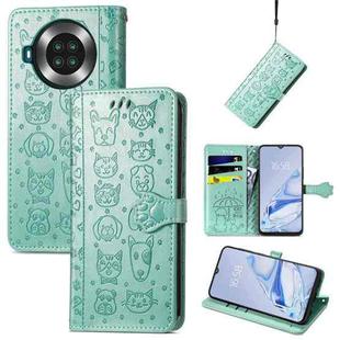 For CUBOT Note 20 Lovely Cat and Dog Embossing Pattern Horizontal Flip Leather Case , with Holder & Card Slots & Wallet & Cartoon Clasp & Lanyard(Green)