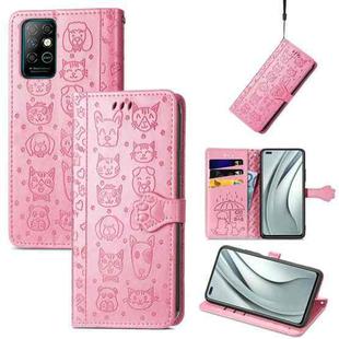 For Infinix Note 8 Lovely Cat and Dog Embossing Pattern Horizontal Flip Leather Case , with Holder & Card Slots & Wallet & Cartoon Clasp & Lanyard(Pink)