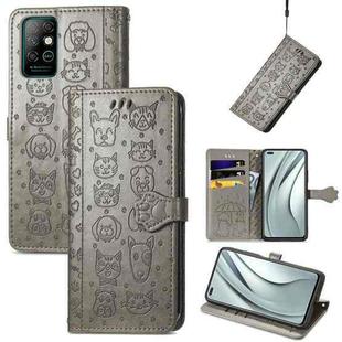 For Infinix Note 8 Lovely Cat and Dog Embossing Pattern Horizontal Flip Leather Case , with Holder & Card Slots & Wallet & Cartoon Clasp & Lanyard(Grey)