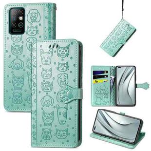 For Infinix Note 8 Lovely Cat and Dog Embossing Pattern Horizontal Flip Leather Case , with Holder & Card Slots & Wallet & Cartoon Clasp & Lanyard(Green)