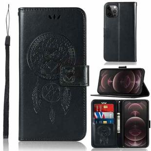 For iPhone 13 Pro Max Wind Chime Owl Embossing Pattern Horizontal Flip Leather Case with Holder & Card Slots & Wallet (Black)