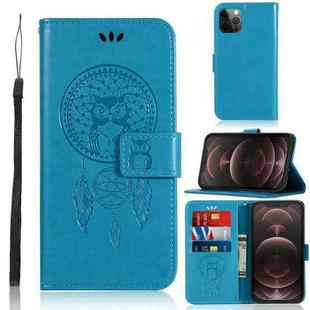 For iPhone 13 Pro Max Wind Chime Owl Embossing Pattern Horizontal Flip Leather Case with Holder & Card Slots & Wallet (Blue)