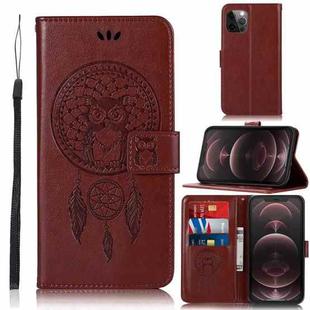For iPhone 13 Pro Max Wind Chime Owl Embossing Pattern Horizontal Flip Leather Case with Holder & Card Slots & Wallet (Brown)