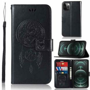 For iPhone 13 Pro Wind Chime Owl Embossing Pattern Horizontal Flip Leather Case with Holder & Card Slots & Wallet (Black)