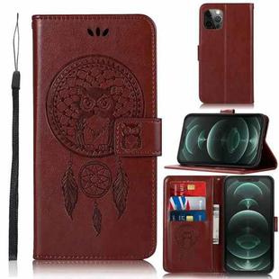 For iPhone 13 Pro Wind Chime Owl Embossing Pattern Horizontal Flip Leather Case with Holder & Card Slots & Wallet (Brown)