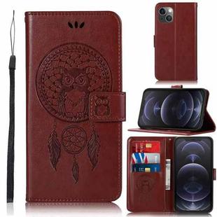 For iPhone 13 Wind Chime Owl Embossing Pattern Horizontal Flip Leather Case with Holder & Card Slots & Wallet(Brown)