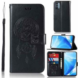 For OnePlus Nord N200 5G Wind Chime Owl Embossing Pattern Horizontal Flip Leather Case with Holder & Card Slots & Wallet(Black)