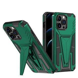 For iPhone 13 mini Super V Armor PC + TPU Shockproof Case with Invisible Holder (Green)
