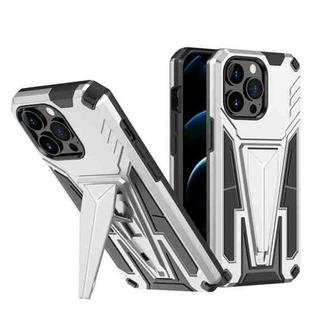 For iPhone 13 Super V Armor PC + TPU Shockproof Case with Invisible Holder(Silver)