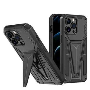 For iPhone 13 Super V Armor PC + TPU Shockproof Case with Invisible Holder(Black)