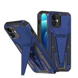 For iPhone 12 Super V Armor PC + TPU Shockproof Case with Invisible Holder(Blue)