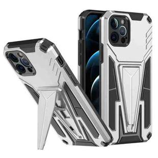 For iPhone 12 Pro Super V Armor PC + TPU Shockproof Case with Invisible Holder(Silver)