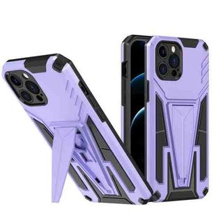 For iPhone 12 Pro Max Super V Armor PC + TPU Shockproof Case with Invisible Holder(Purple)