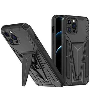 For iPhone 12 Pro Max Super V Armor PC + TPU Shockproof Case with Invisible Holder(Black)