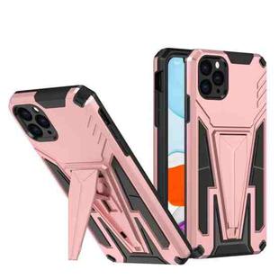 For iPhone 11 Pro Super V Armor PC + TPU Shockproof Case with Invisible Holder (Rose Gold)