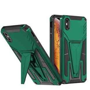 For iPhone X / XS Super V Armor PC + TPU Shockproof Case with Invisible Holder(Green)