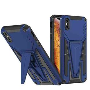 For iPhone X / XS Super V Armor PC + TPU Shockproof Case with Invisible Holder(Blue)