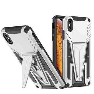 For iPhone X / XS Super V Armor PC + TPU Shockproof Case with Invisible Holder(Silver)
