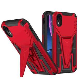 For iPhone XR Super V Armor PC + TPU Shockproof Case with Invisible Holder(Red)