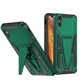 For iPhone XS Max Super V Armor PC + TPU Shockproof Case with Invisible Holder(Green)
